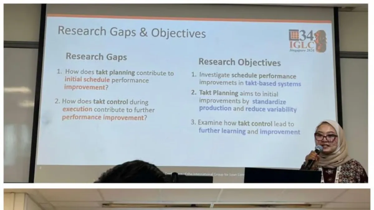 Inovasi Lean Construction di Salah Satu Proyek PTPP Jadi Referensi pada Forum Internasional IGLC34 Singapura