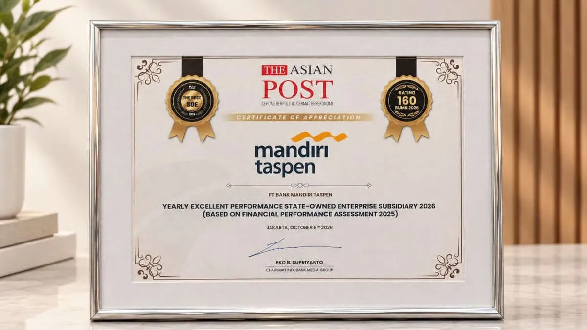 Kinerja 2025 Diakui, Bank Mandiri Taspen Raih Yearly Excellent Performance 2026